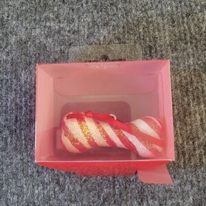 "Candy Cane Dog Bone" Ornament  glass New